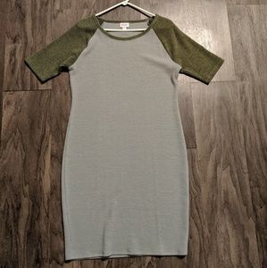 LuLaRoe Olive Green and Gray Dress